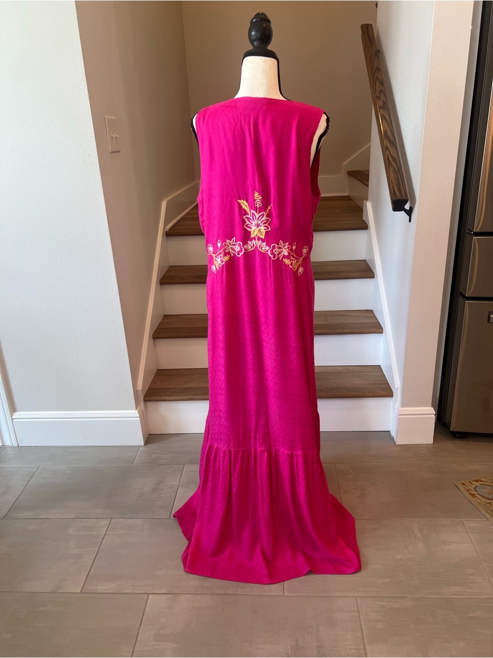 Bright Pink Embroidered Tie-Front Swim Coverup - Picture 4 of 6